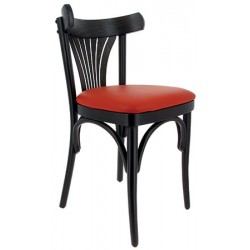 Lot de 2 chaises Nouvelle Orléans hêtre noir et simili cuir rouge