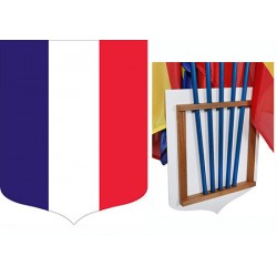 Ecusson porte-drapeaux PVC et bois tricolore 40 x 50 cm