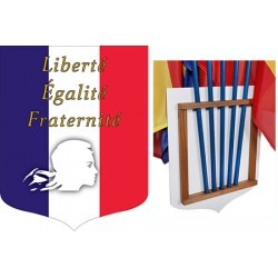 Ecusson porte-drapeaux PVC et bois tricolore "Liberté Egalité Fraternité" 40 x 50 cm