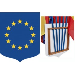 Ecusson porte-drapeaux PVC et bois Union Européenne 40 x 50 cm