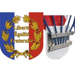 Ecusson porte-drapeaux aluminum tricolore "Liberté Egalité Fraternité" 39 x 45 cm