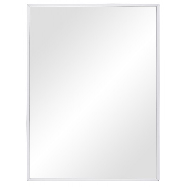 Miroir de sanitaire verre 3 mm cadre acier finition époxy blanc 70 x 50 cm