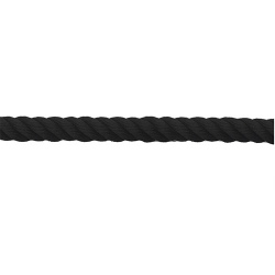 Cordon polypropylène torsadé 2 m noir avec embouts acier finition chromé