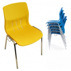 Chaise coque empilable et accrochable Jeanne M2 pieds chromés ø 22 mm