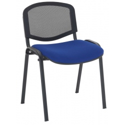 Chaise empilable dos résille assise tissu enduit M2 pieds noirs