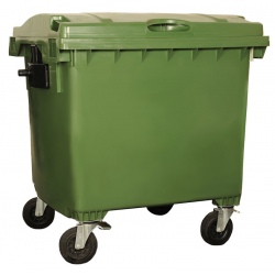Bac roulant de collecte 100% recyclable 1100 L corps vert couvercle vert