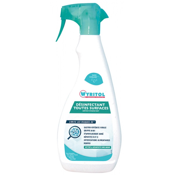 Lot de 8 spray nettoyant désinfectant toutes surfaces Wyritol 750 ml
