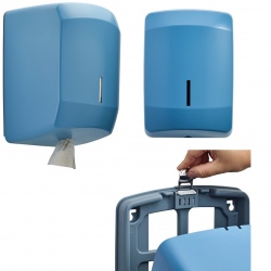 Distributeur d'essuie-main à dévidage central Design inox bleu 5024