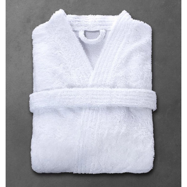 Peignoir Boucle 90% coton 10% polyester blanc 360 g col kimono taille M (le lot de 12)