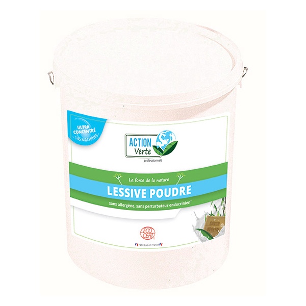 Action Verte lessive poudre machine Ecocert 145 doses - 8,7 Kg