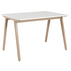 Table Katy 4 pieds à dégagement latéral bois vernis plateau stratifié chant alaisé 80 x 80 cm