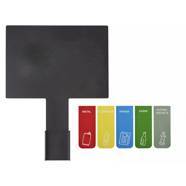 Plaque signalétique pour support sac 2 flux Bruxelle gris avec planche de stickers