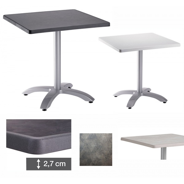 Table Ecofix plateau surmoulé pied alu 70x70 cm