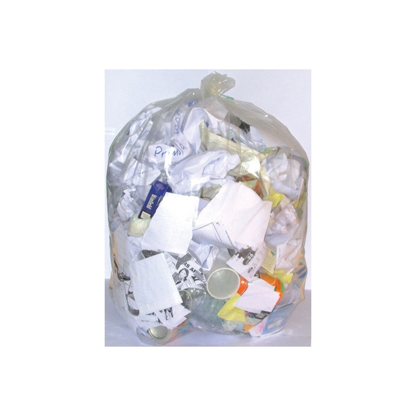 Sacs poubelle 130L transparents renforcés 35 microns (le carton de 200)