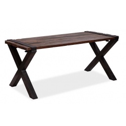 Table plateau bois de grange  pieds en X 120x80xH76 cm