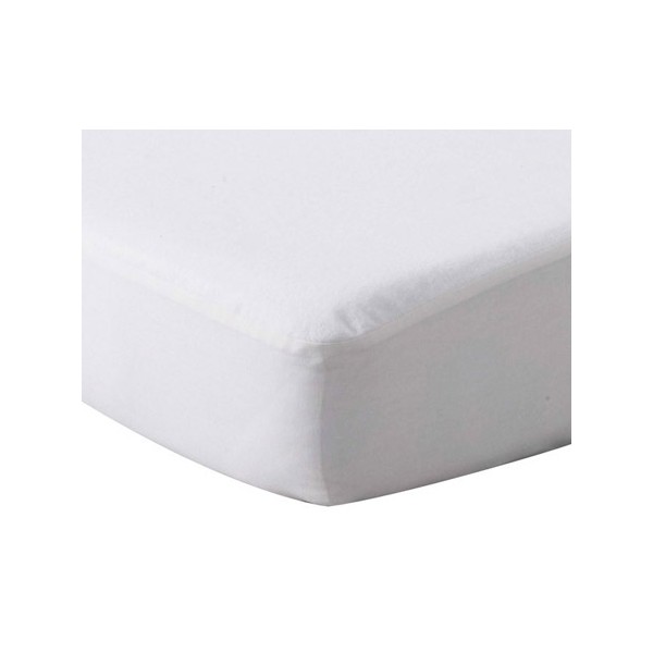 Alèze maille polyester enduite polyuréthane M1 blanc 150gr forme drap  housse 120x200 cm