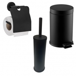 Kit accessoires de salles de bain Classic Black : portes-rouleau PH + porte brosse WC + poubelle