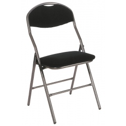 Chaise pliante Réception tissus non feu noir et structure gris martelé