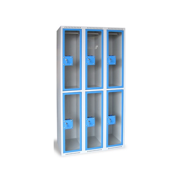 Armoire multicases portes plexi 3 colonnes 12 cases L120xP49xH180 cm