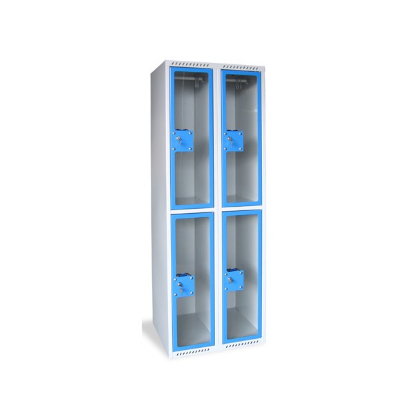 Armoire multicases portes plexi 2 colonnes 4 cases L80xP49xH180 cm