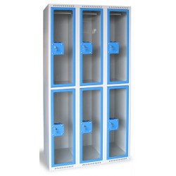 Armoire multicases portes plexi 3 colonnes 15 cases L90xP49xH180 cm