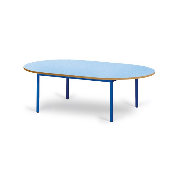 Table maternelle Elise stratifié pieds métal ovale 150x90 cm TC à T3