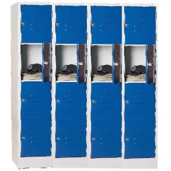 Armoire vestiaire monobloc multicasiers 4 colonnes 16 cases L120 cm