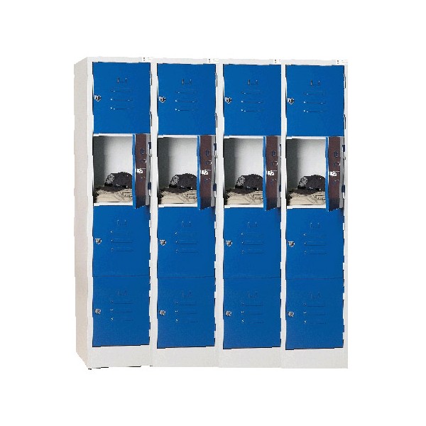 Armoire vestiaire monobloc multicasiers 4 colonnes 16 cases L120 cm