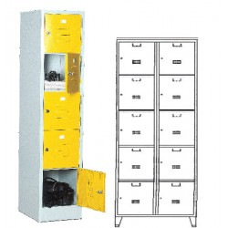 Armoire vestiaire monobloc multicasiers 2 colonnes 10 cases L60 cm