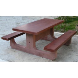 Table pique-nique monobloc rectangle en béton coloré
