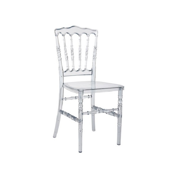 Lot de 4 chaises empilables Napoleon Transparentes avec Assise en Vinyle Blanc 