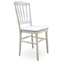 Lot de 4 chaises empilables Napoléon  bois blanches avec coussin