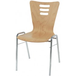 Chaise coque bois Natacha empilable et accrochable vernis couleur