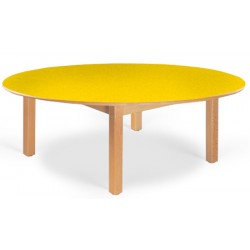Table maternelle ovale Lola hêtre vernis stratifié alaise bois 150x90 cm TC à T3