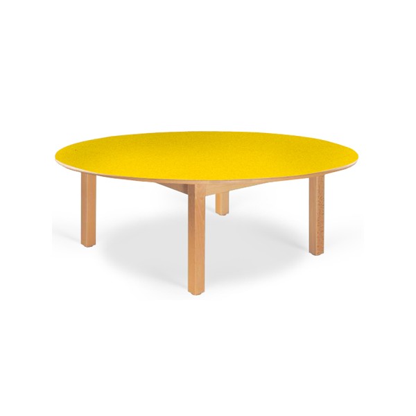 Table maternelle ovale Lola hêtre vernis mélaminé PVC 150x90 cm TC à T3
