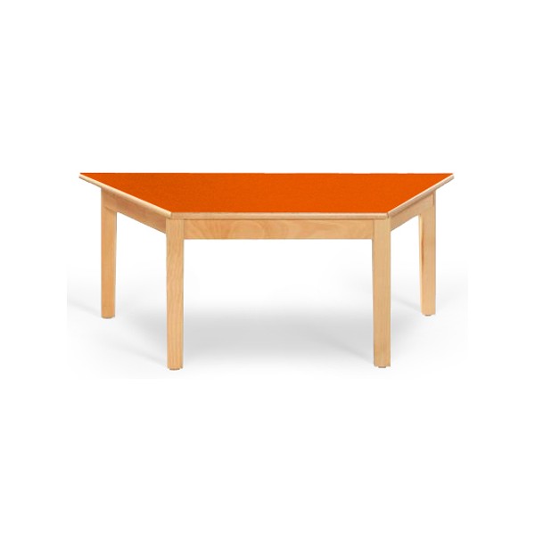 Table maternelle trapèze Lola hêtre vernis mélaminé PVC 120x60x60 cm TC à T3