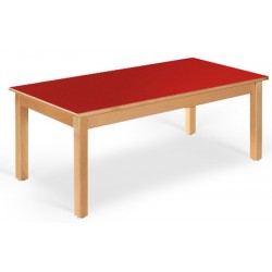 Table maternelle Lola hêtre vernis stratifié alaise bois 120x80 cm TC à T3
