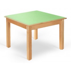 Table maternelle Lola hêtre vernis stratifié alaise bois 60x50 cm TC à T3
