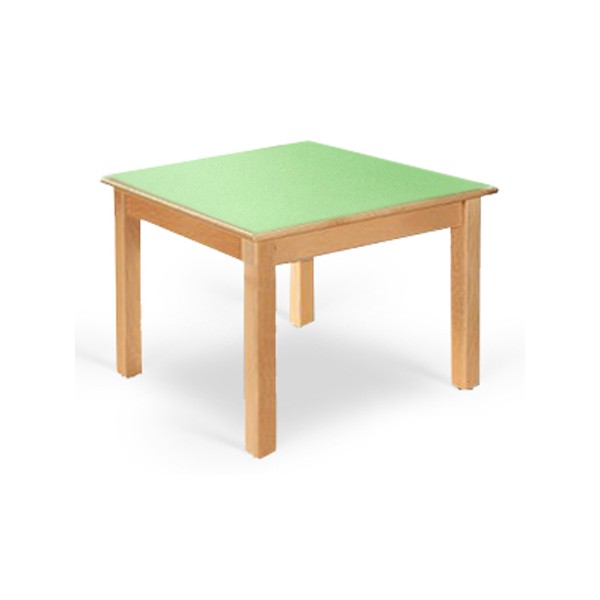 Table maternelle Lola hêtre vernis stratifié alaise bois 60x50 cm TC à T3