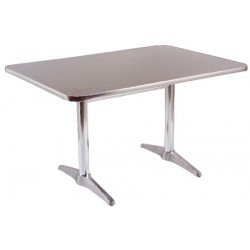 Table aluminium plateau inox Albane 110x70 cm