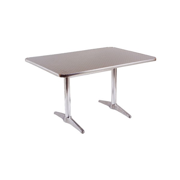 Table aluminium plateau inox Albane 110x70 cm