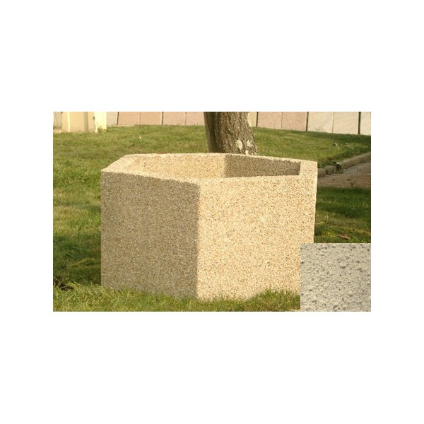 Jardinière hexagonale 90L diam 80xH40 cm mini ton pierre sablé