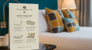 menu oreiller hôtel avec différentes options de confort pour personnaliser l'expérience client
