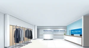 Espace accueil séminaire hôtel avec vestiaire aménagé et signalétique professionnelle