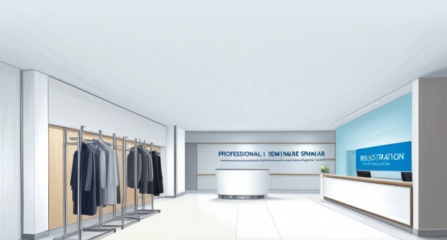 Espace accueil séminaire hôtel avec vestiaire aménagé et signalétique professionnelle