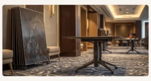 table rabattable mobile équipée de roulettes pour salle petit-déjeuner d'hôtel